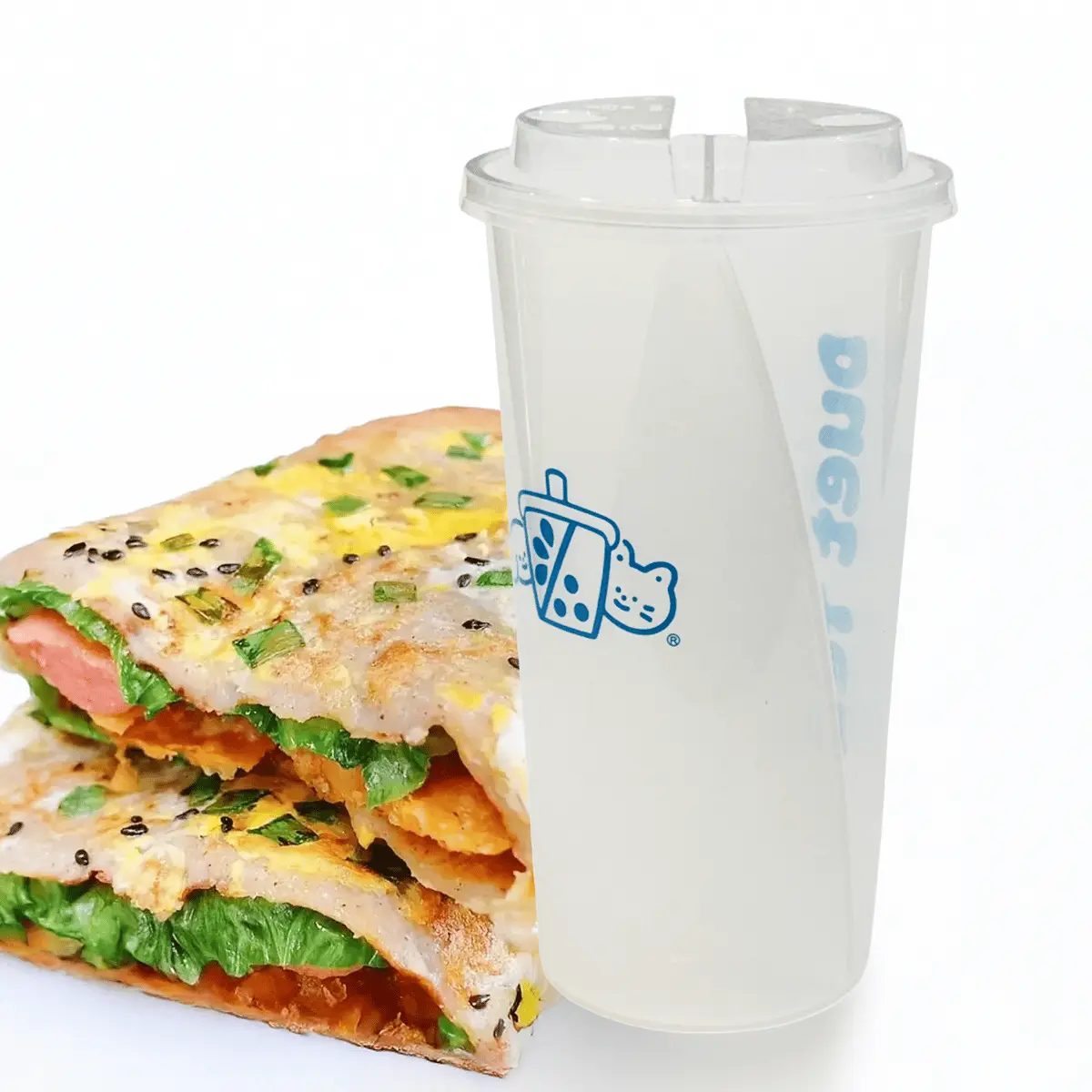 Combo A Duet Cup+ Chinese Crepe 套餐A 双拼奶茶+煎饼果子 at Duet Tea