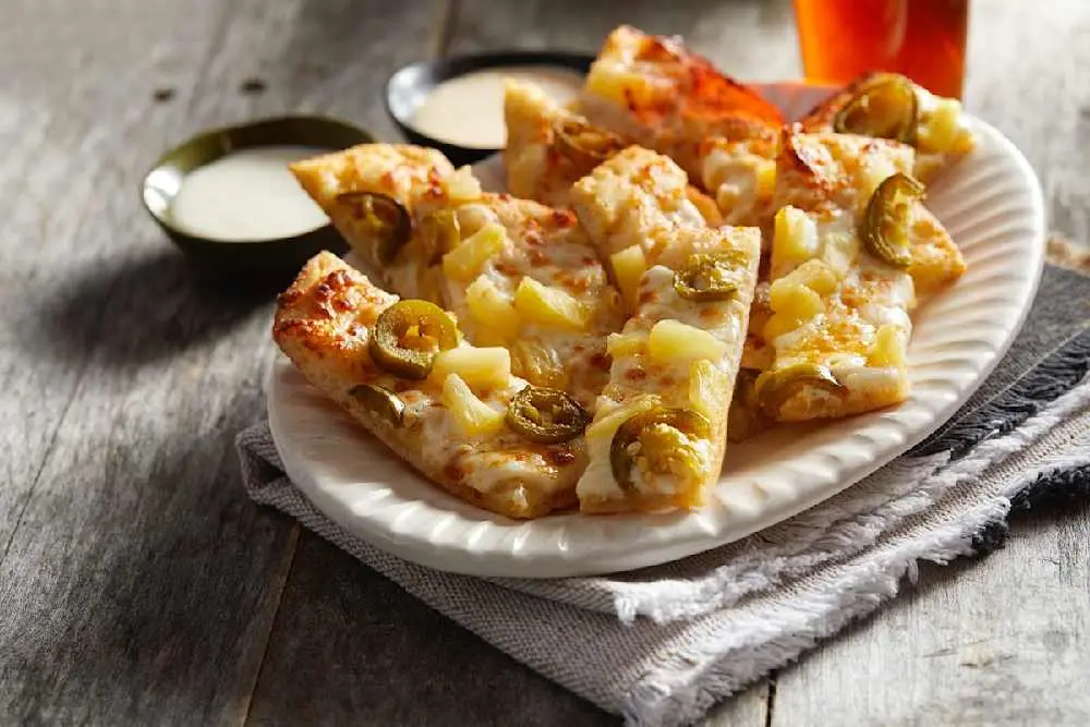 Garlic Sticks w/ Jalapenos & Pineapple at Curry Pizza House