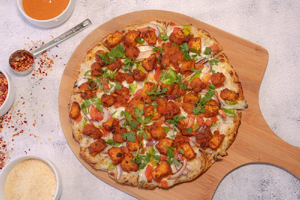 Chicken 65 Pizza (Halal) at Curry Pizza House
