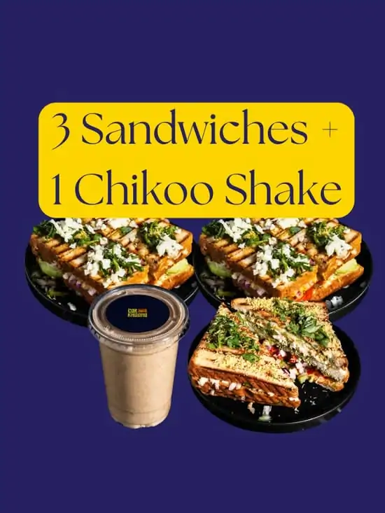 Sandwiches (3) + Chickoo Shake (1) at CarKhaana