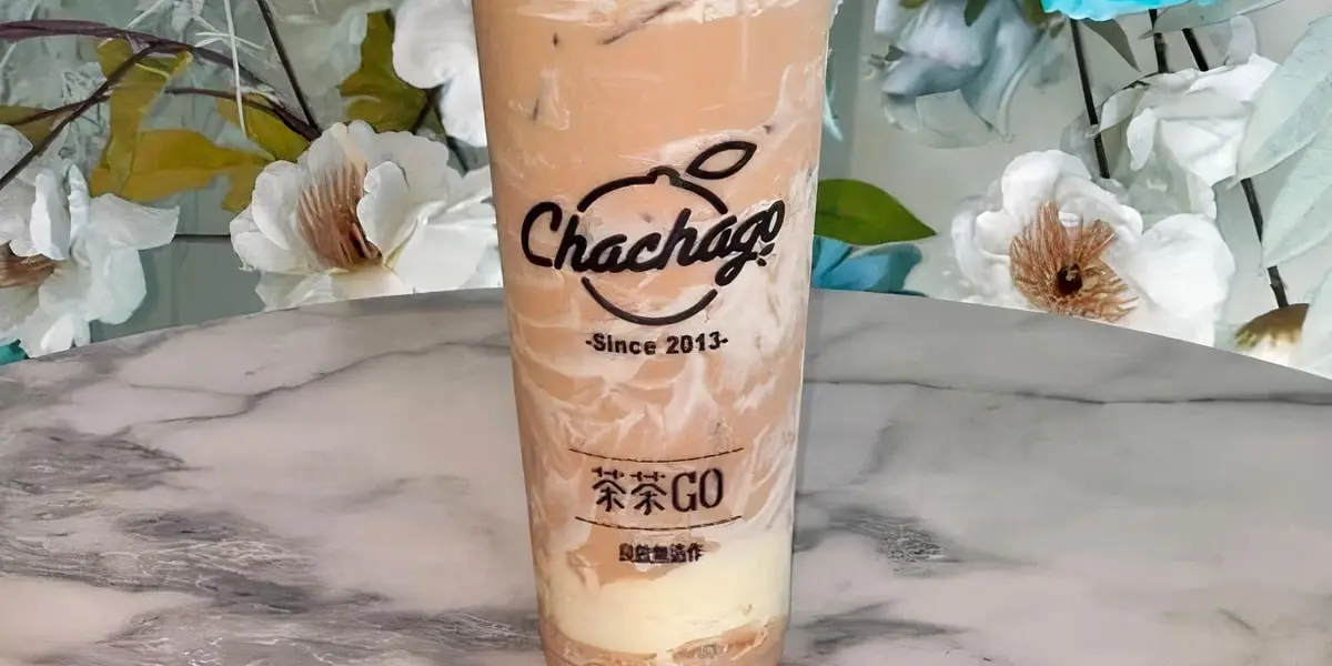 N1 Crème Brûlée Milk Tea (L) at ChaChaGo