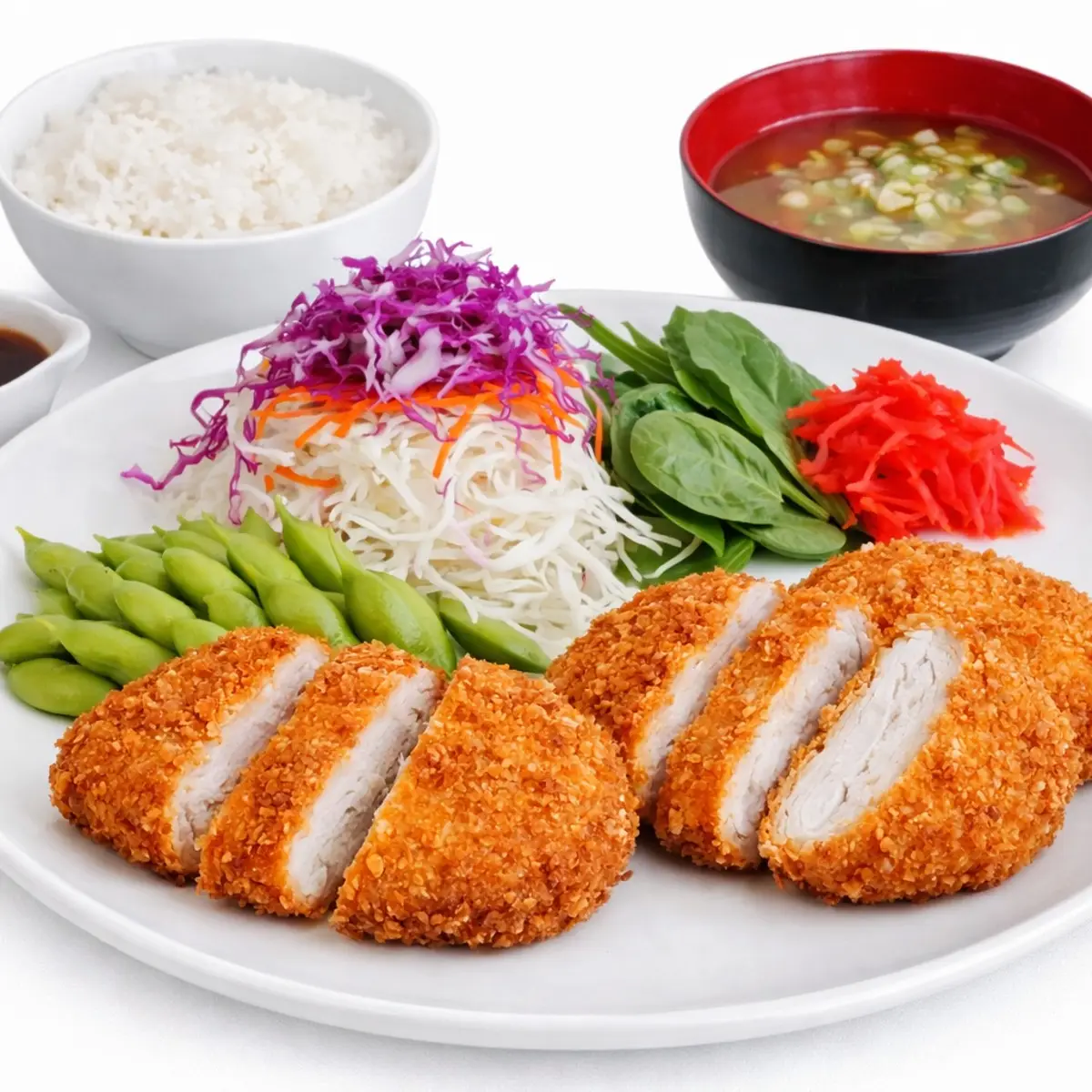 Teishoku: Chicken Katsu, Miso soup at Demiya