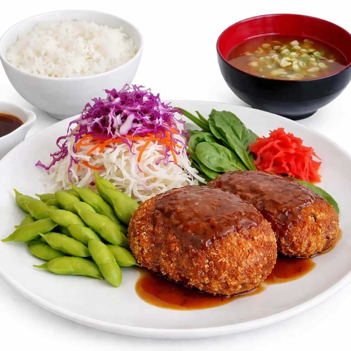 Teishoku: Menchi Katsu, Miso Soup at Demiya