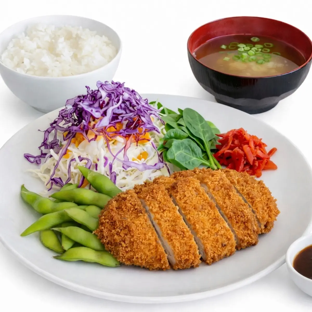 Teishoku: Tonkatsu, Miso soup at Demiya