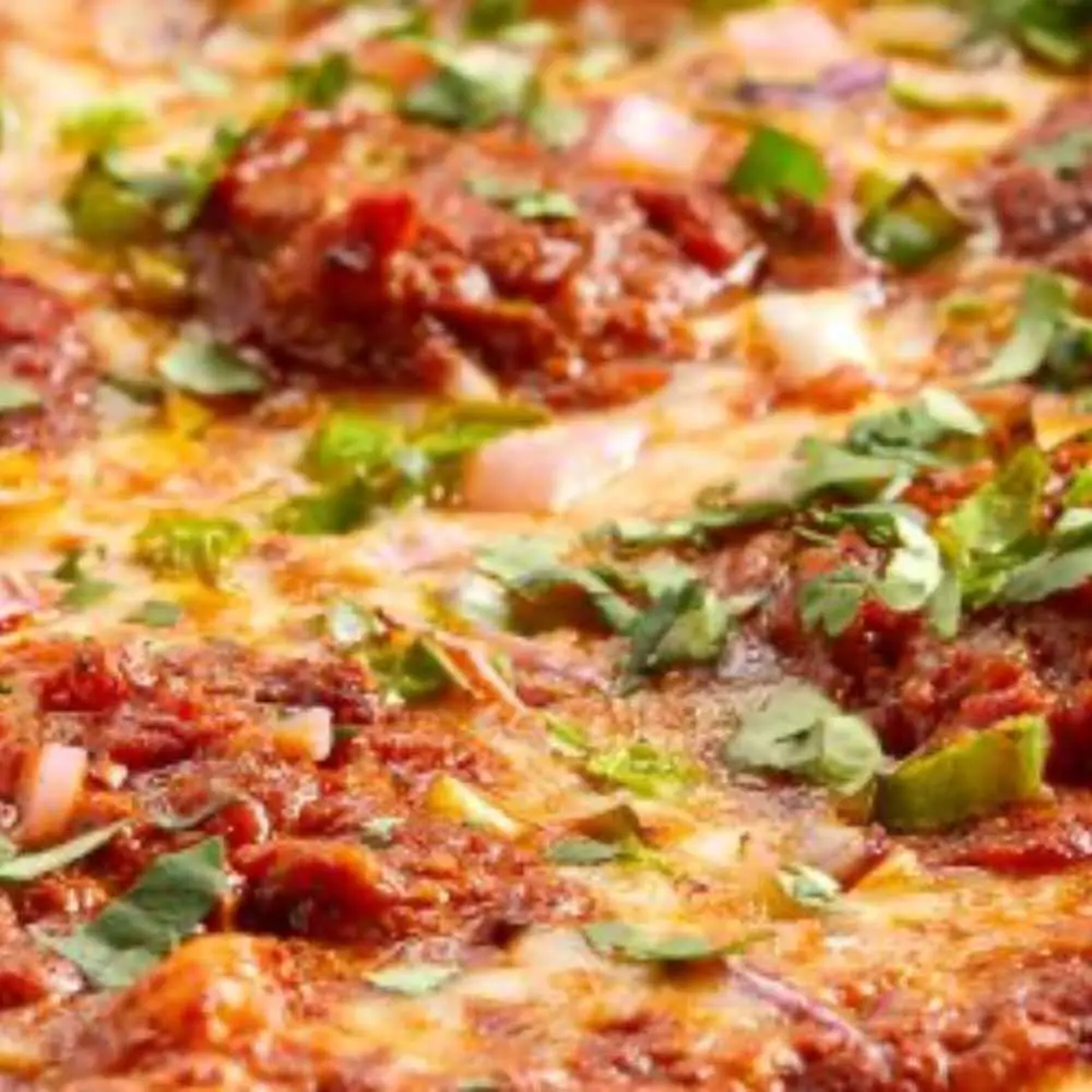 Red Meat Pizza at Desi Dough Pizza