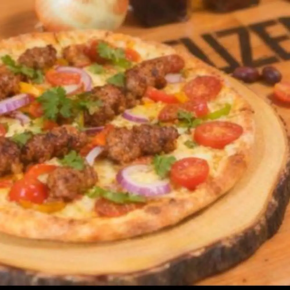 Spicy Lamb Kabob Pizza. at Desi Dough Pizza