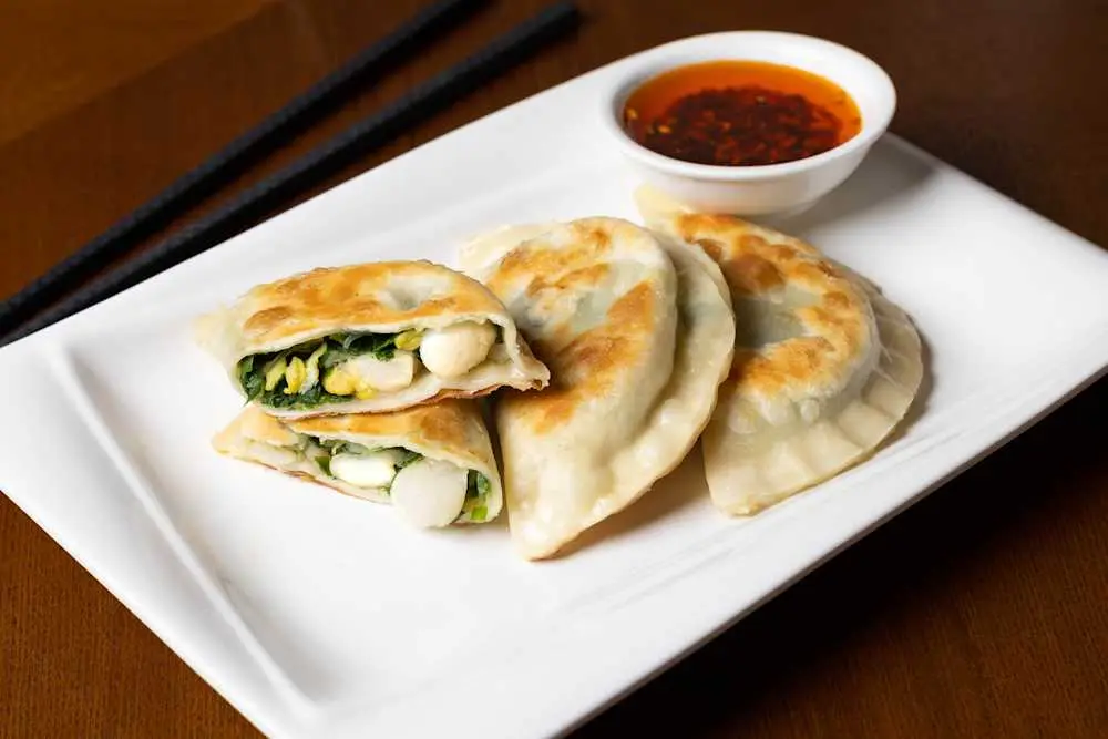 Pan Fried Chives Dumpling with Scallop at Din Ding Dumpling House