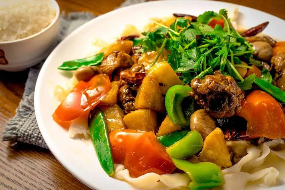 Wok Fried Chicken Noodle With Chestnut at Din Ding Dumpling House