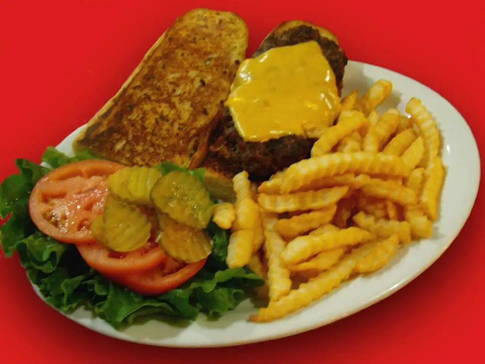 French Burger at Dina's Family Restaurant