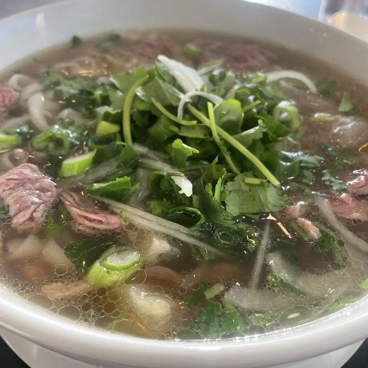 Rare Beef & Tendon Noodle Soup at Dope pho