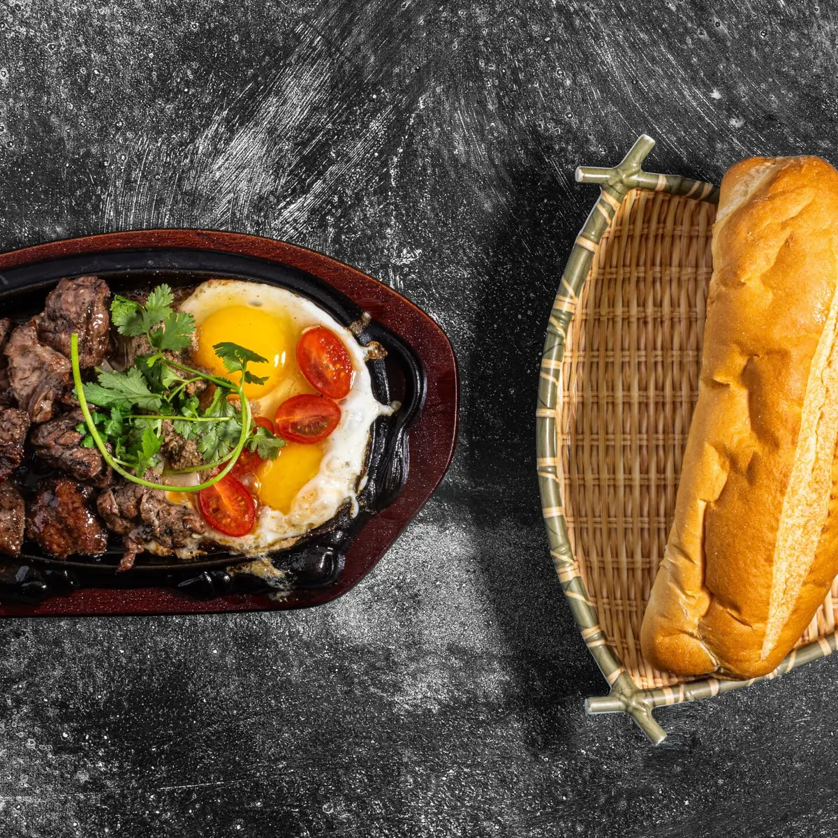 Vietnamese Sizzling Steak (Filet Mignon) and Egg at Dope pho