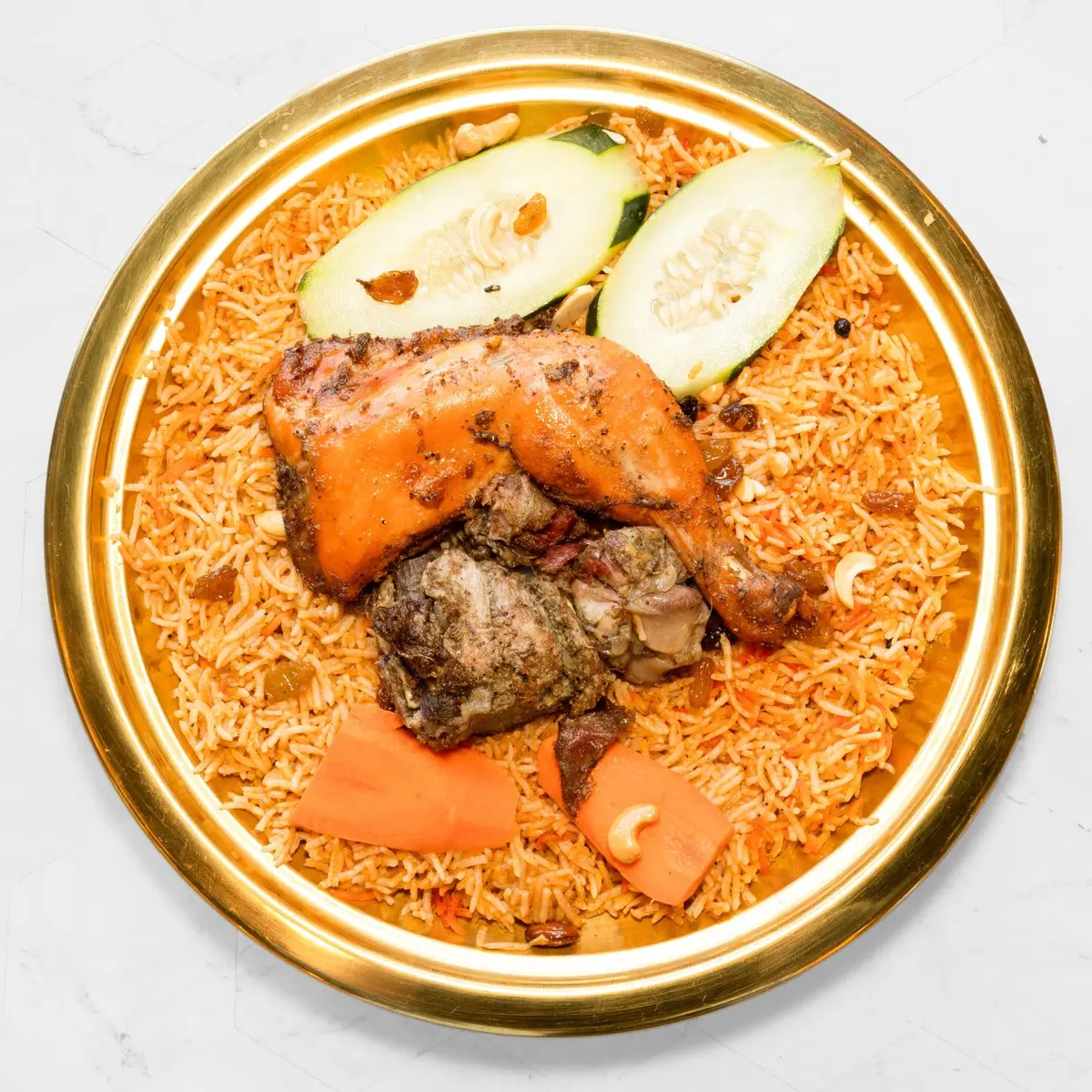 Mandi Combo 1 Chicken and Goat at Falaknuma Indian Arabian Restaurant & Catering