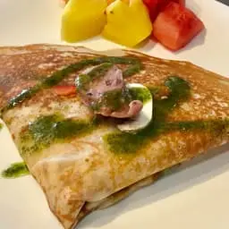 Chicken Apple Sausage Crepe at Frodo Joe's Petit Cafe