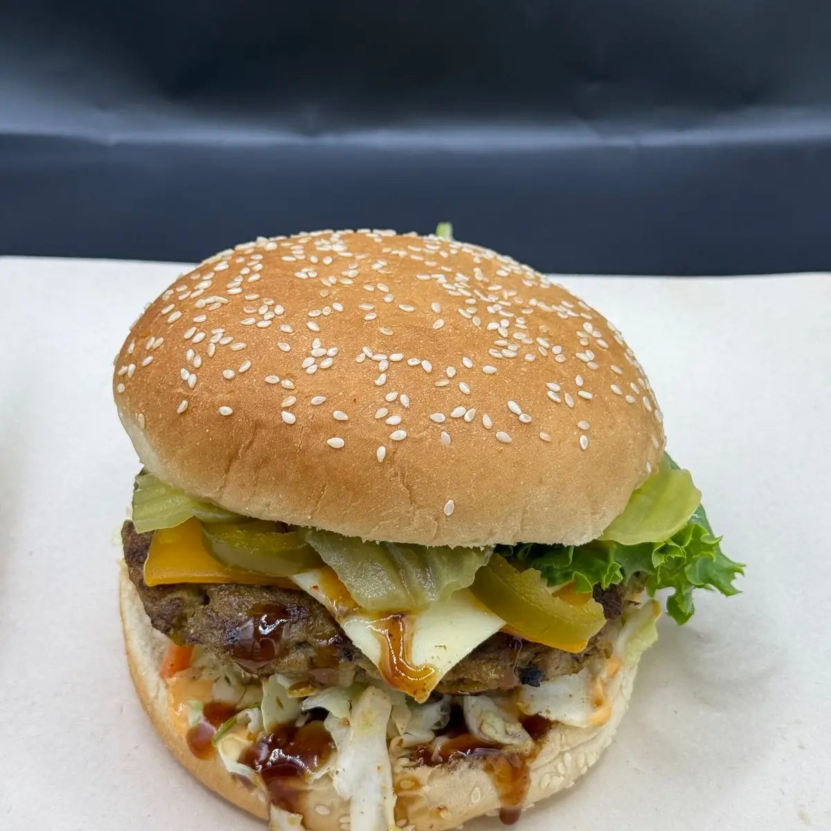 Desi Lamb burger at Hint of Desi