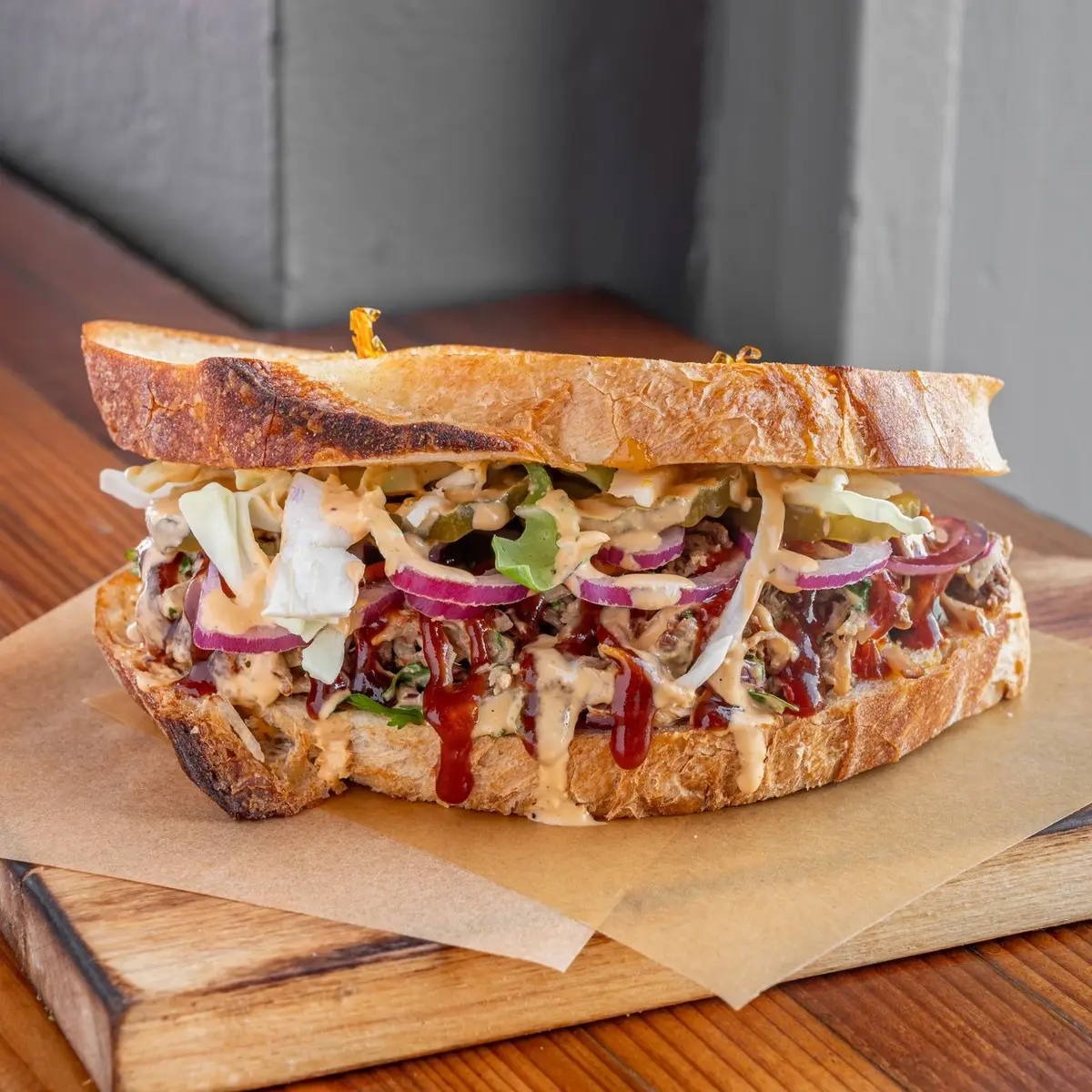 Pulled Pork Sandwich at Hops and Beans Cafe