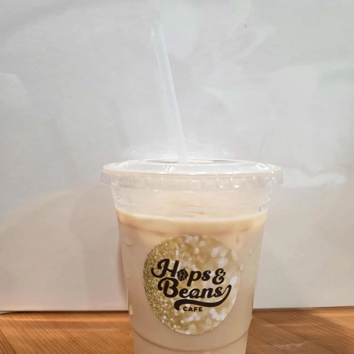 Rose Latte at Hops and Beans Cafe