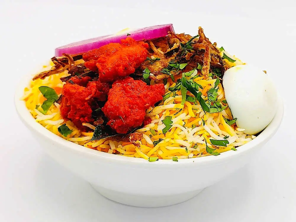 Hyderabadi Chicken 65 Biryani at Hyderabad Dum Biryani