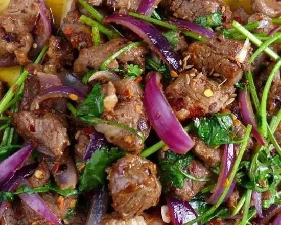 R09. Cumin Flavored Lamb 孜然羊肉 at Milk & Honey Cafe