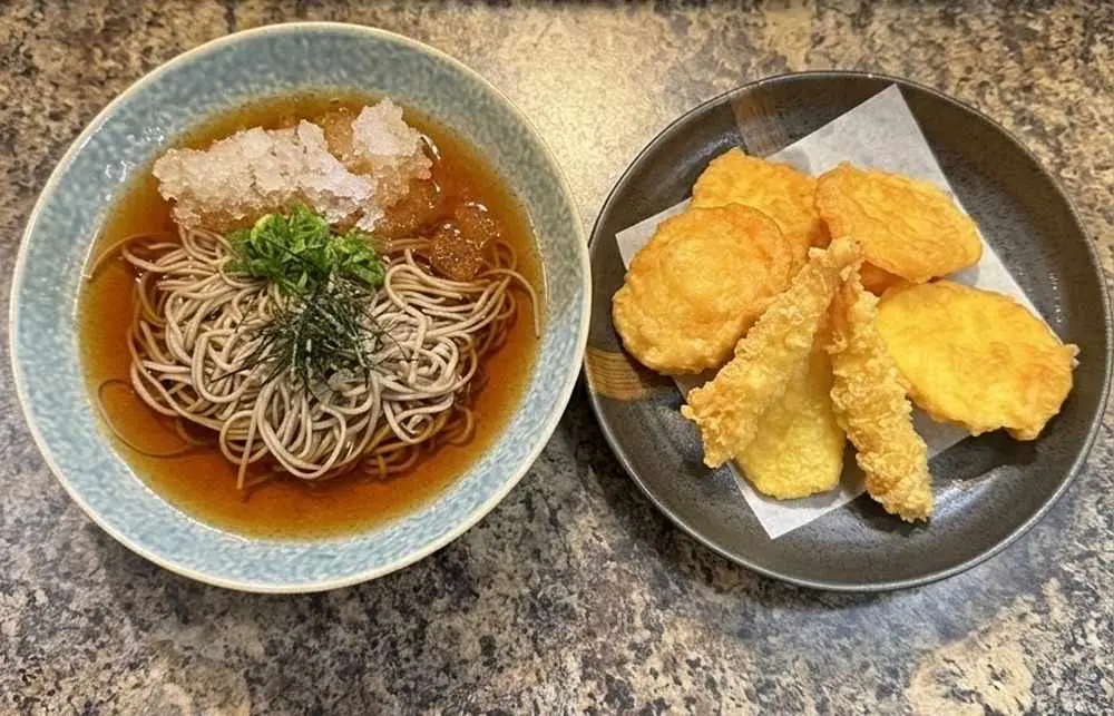 Cold Zaru Soba with Shrimp& Vegetable Tempura at MJ Sushi