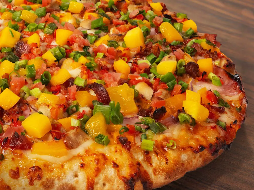 Zesty Aloha Pizza with Mango at Mountain Mike's Pizza