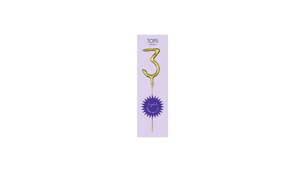 TOPS Malibu "3" Sparkler Candle at Nothing Bundt Cakes