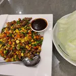 Wok Fried Minced Chicken, Diced Fish, & Pine Nuts with Lettuce Cup Wraps / 松子雞粒魚 at Pearl Bay