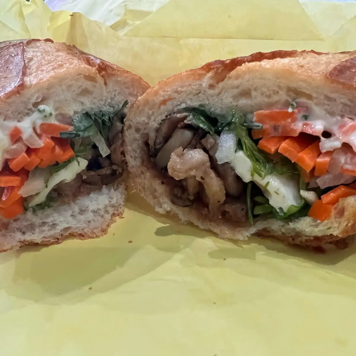 BBQ Pork Banh Mi W/ Fried Egg at R&B Tea - Fremont