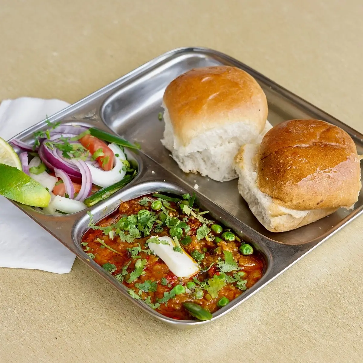 Mumbai Pav Bhaji - Amul Butter at Rajwadi Thali Chaat & Sweets
