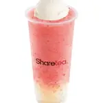 Strawberry Ice Blended with Lychee Jelly and Ice Cream at Sharetea Fremont