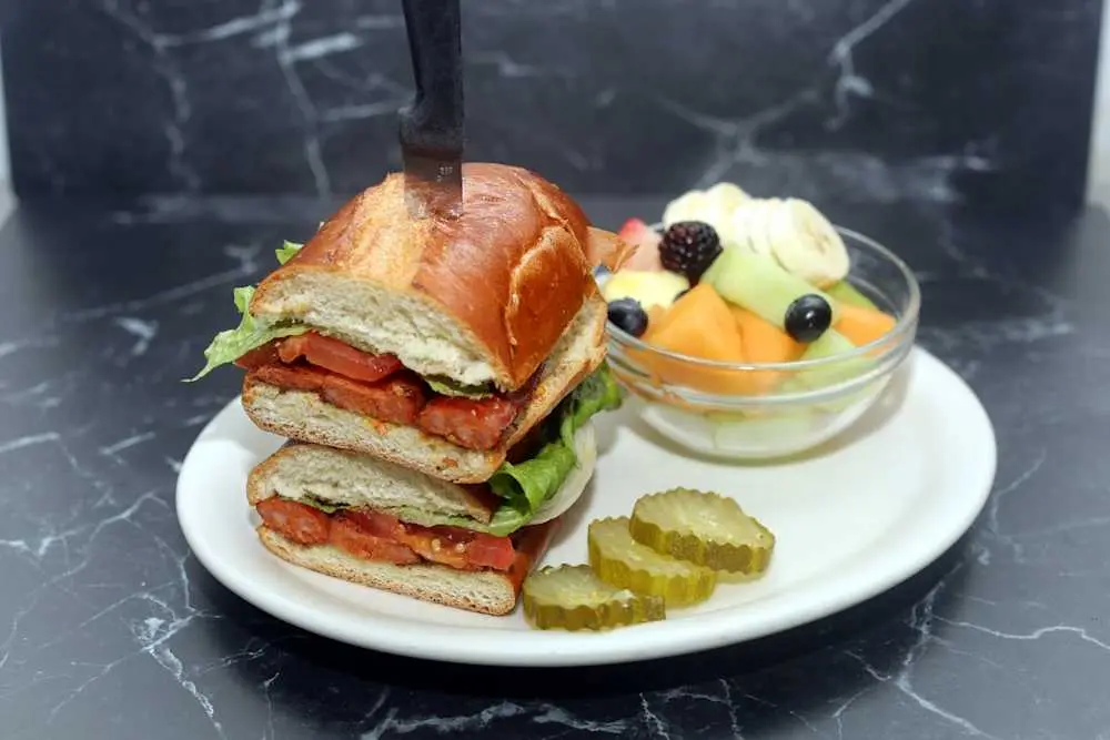 Linguica on a French Roll at Skillet'z Cafe