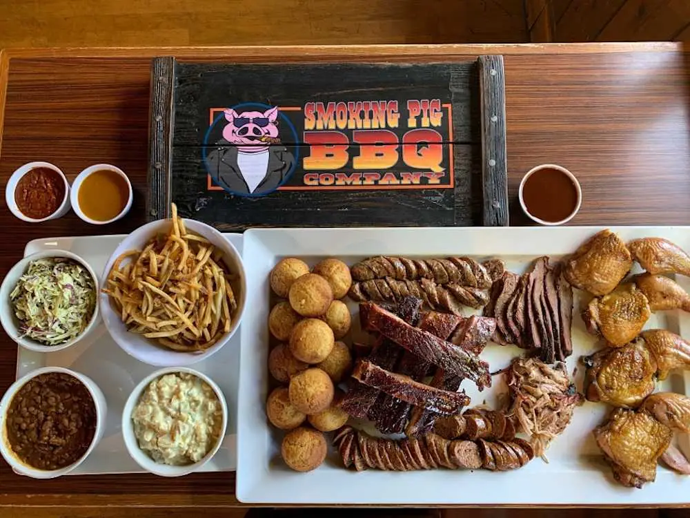 Family Pack 3, Sampler Plate, 10-12 ppl at Smoking Pig BBQ