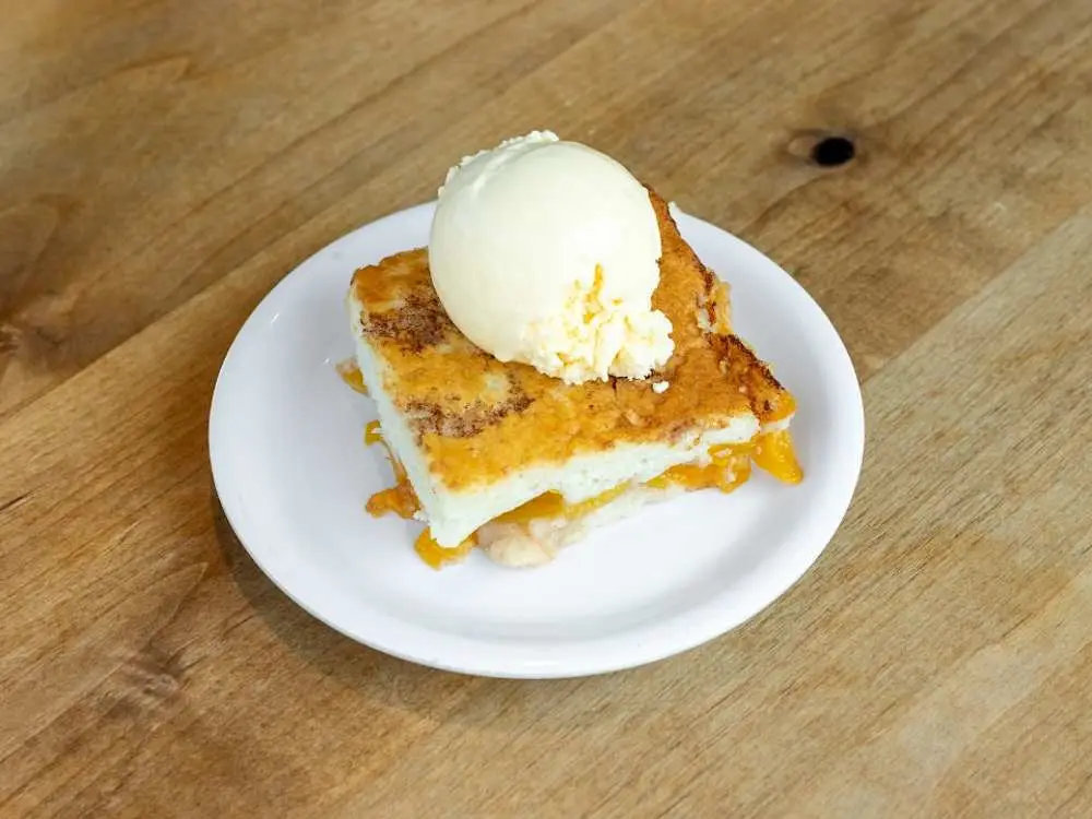 Warm Peach Cobbler at Smoking Pig BBQ