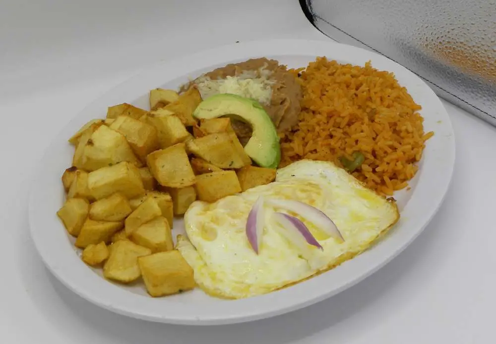 Eggs, Potatoes and Meat Breakfast at Taqueria Las Vegas