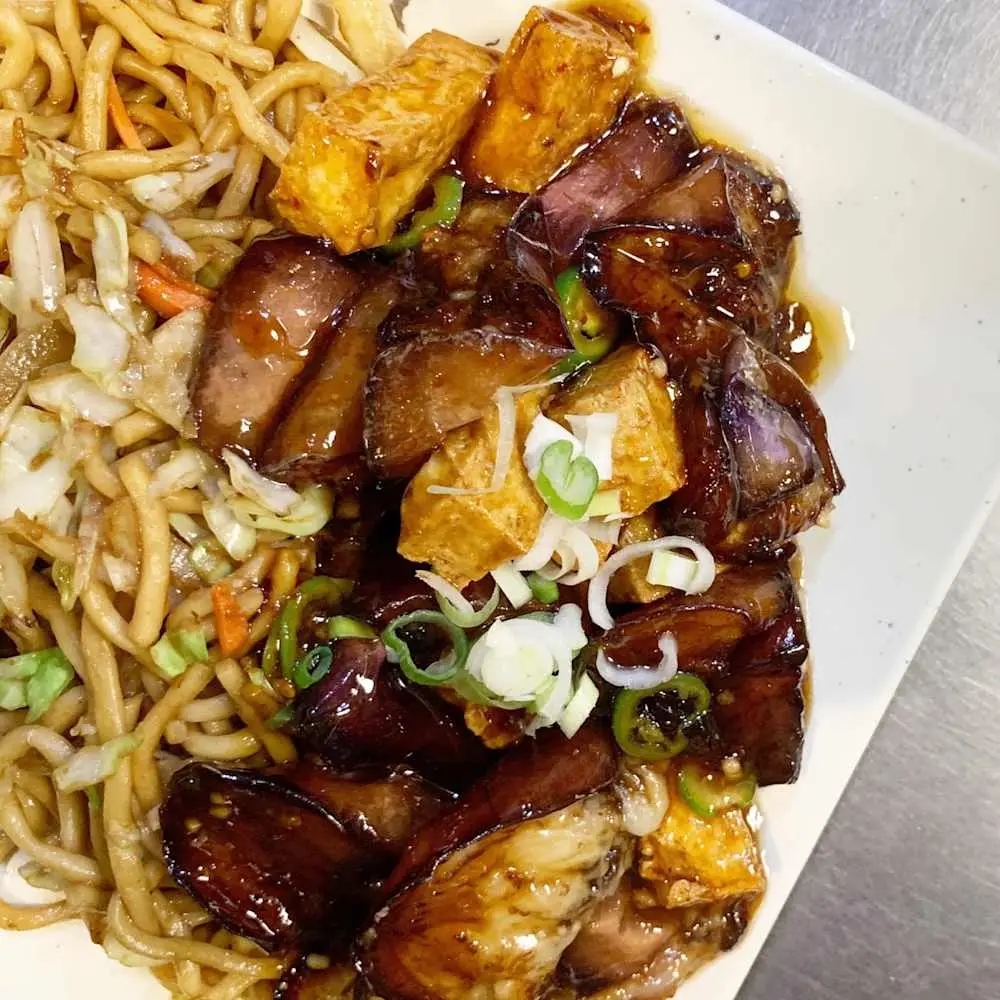 Spicy Eggplant with Fried Tofu at Teo Chow Noodle Shack