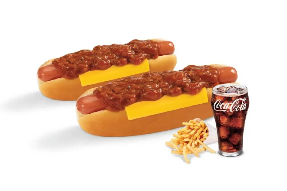 Two Chili Cheese Dogs, Small Fries & Small Drink at Wienerschnitzel