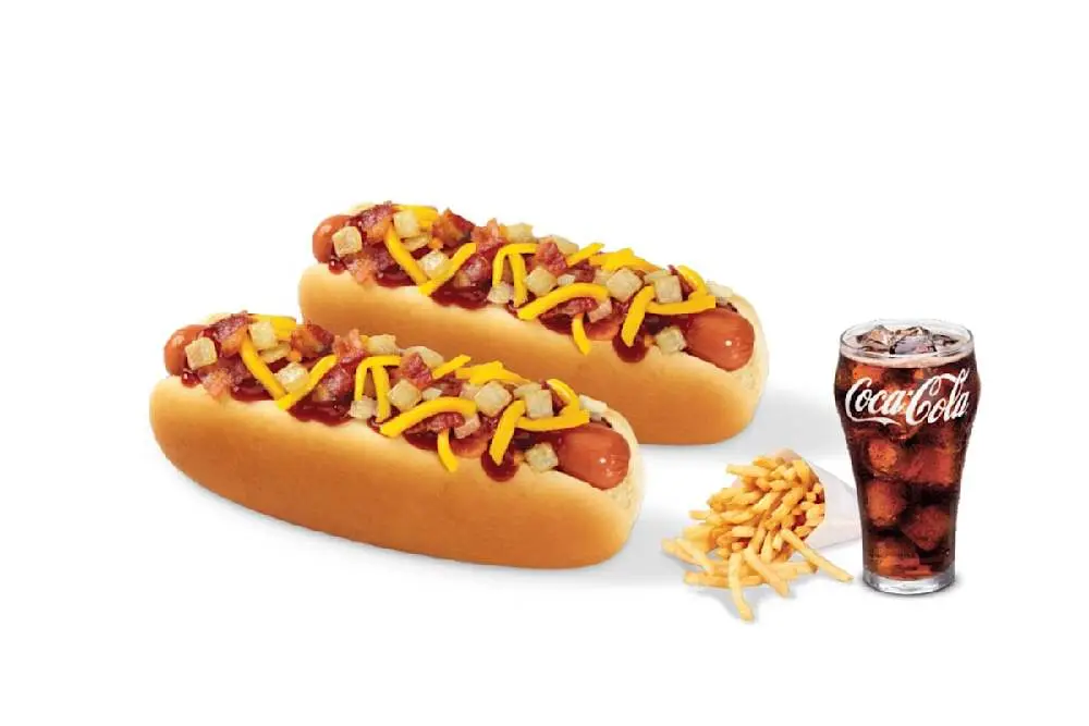 Two BBQ Bacon Dogs, Small Fries & Small Drink at Wienerschnitzel