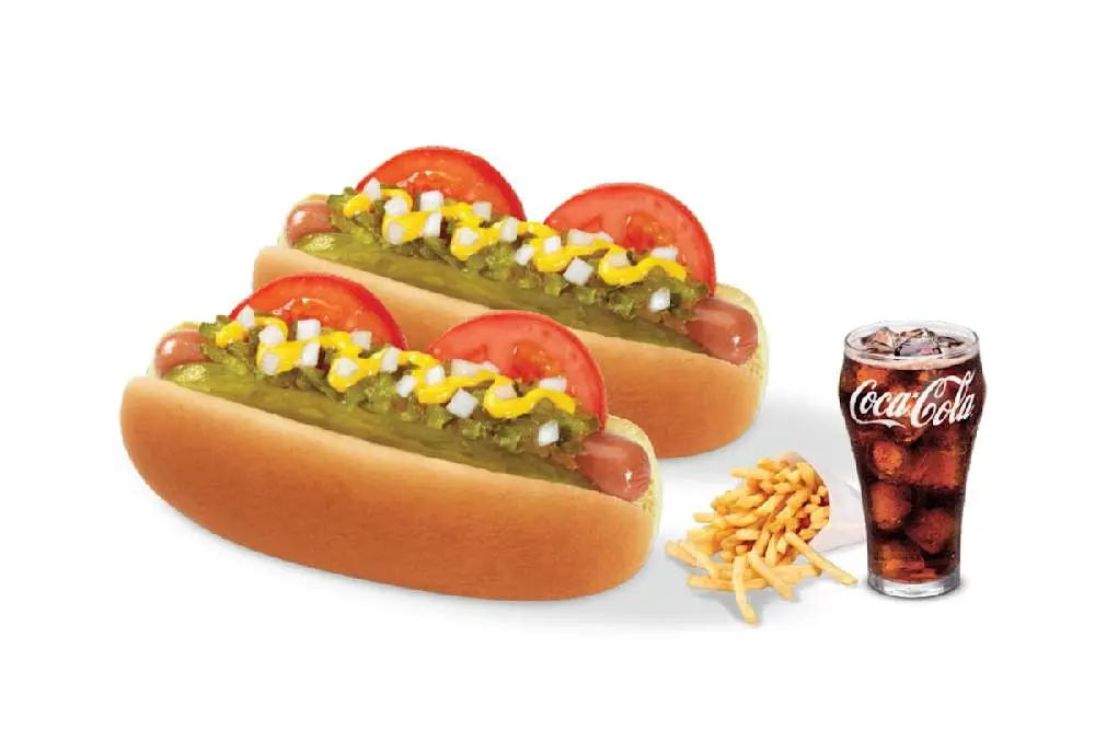 Two Chicago Dogs, Small Fries & Small Drink at Wienerschnitzel
