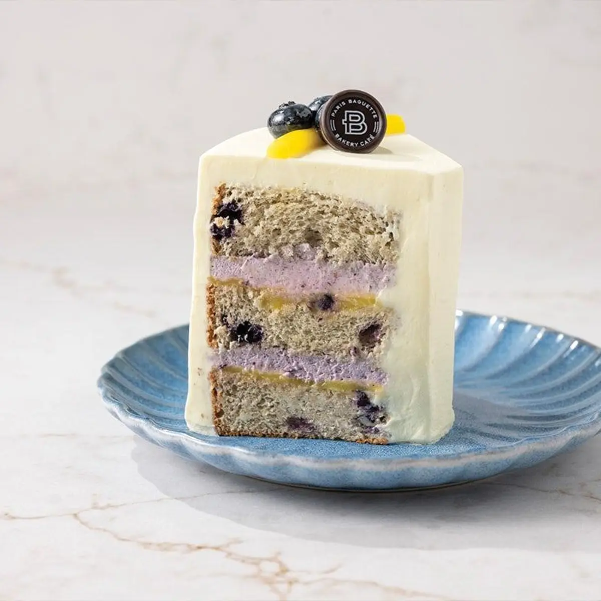 Lemon Blueberry Chiffon Cake Slice at Paris Baguette Milpitas