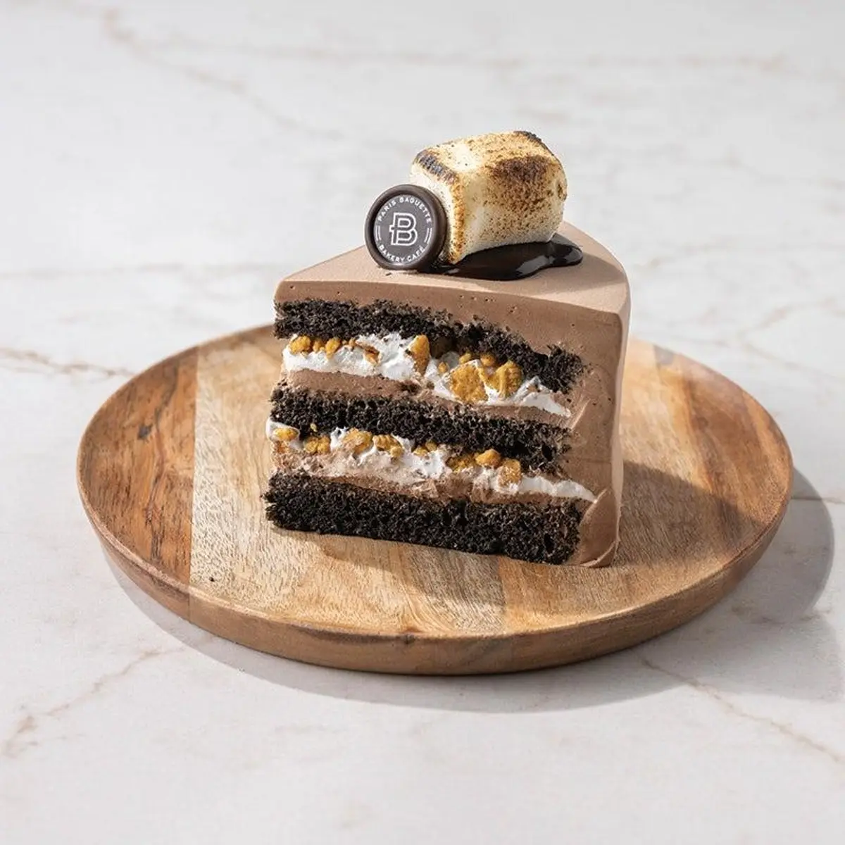 S’mores Chocolate Marshmallow Layer Cake Slice at Paris Baguette Milpitas