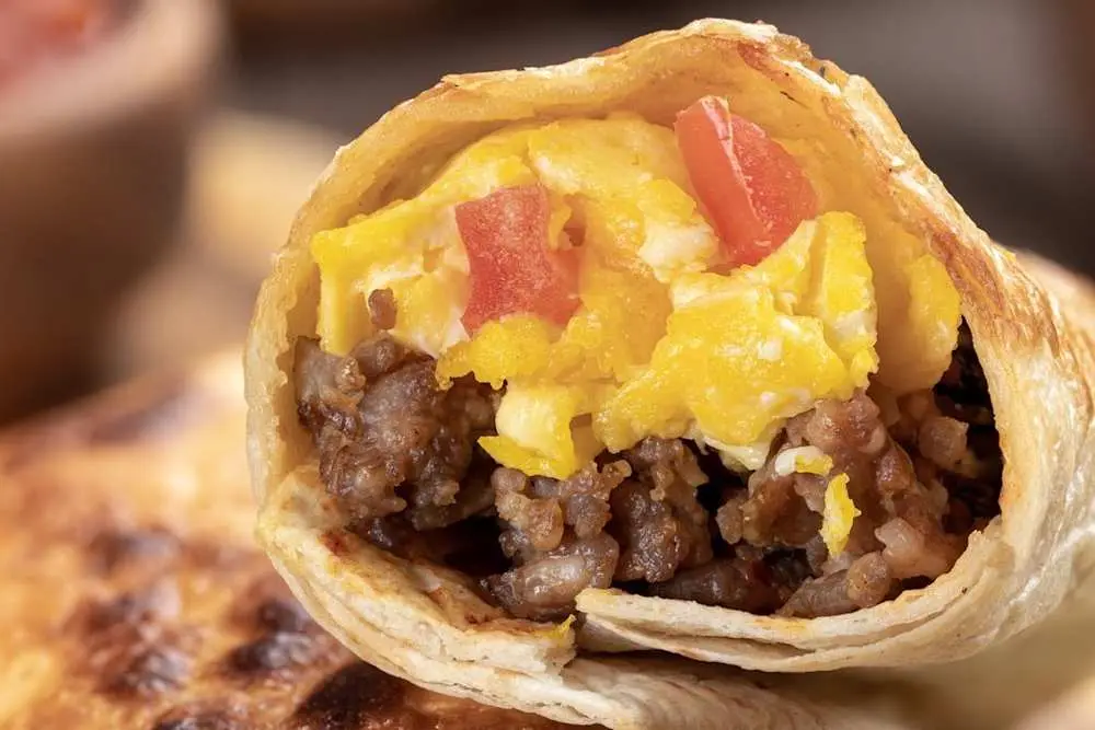 Delicious Deli Pastrami Breakfast Burrito at Its a Grind Coffee House